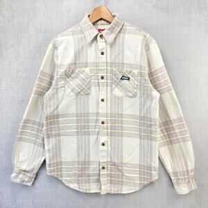 Ice Cream Snow White Plaid Cotton Flannel Button-Up Shirt Mens Large Ivory BBC